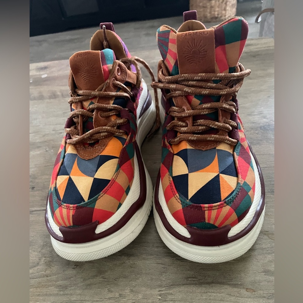 Farm Rio Anthro Graphic Scarves Mixed Media Geometric pattern platform Sneaker - Picture 2 of 12